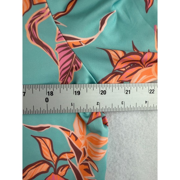 Roxy Women's XL Tropical Floral Long Sleeve Rash Guard Swim Top Teal Pink Orange - Picture 5 of 7